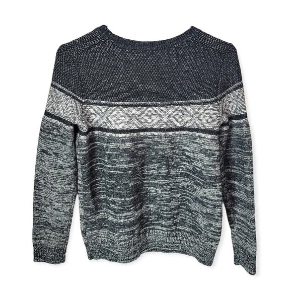 Gap Black and Gray Marled Geometric Wool Blend Sweater Size Small Cozy Warm - Picture 4 of 5